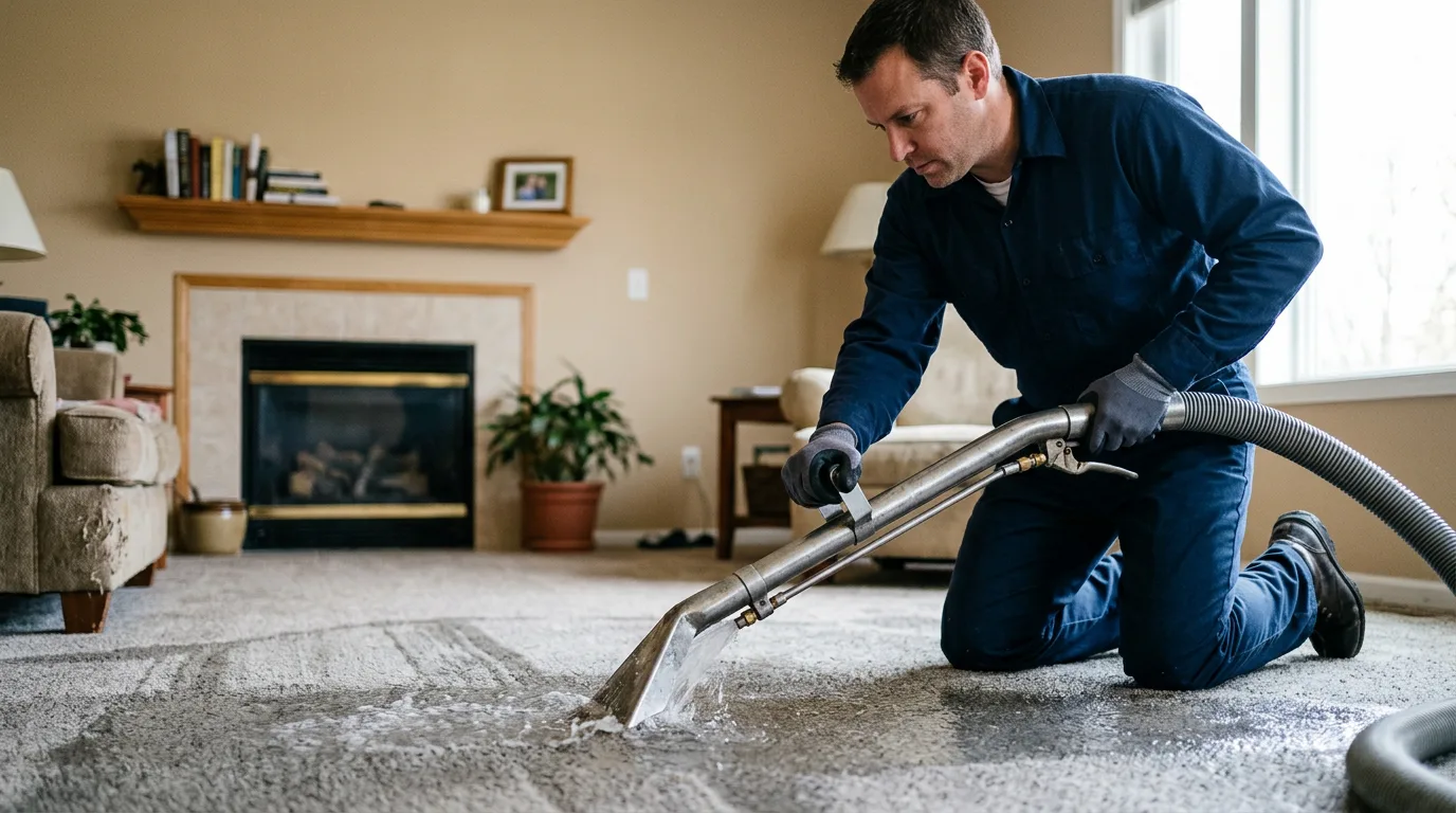 Water damage restoration technician working near New Harbor, ME